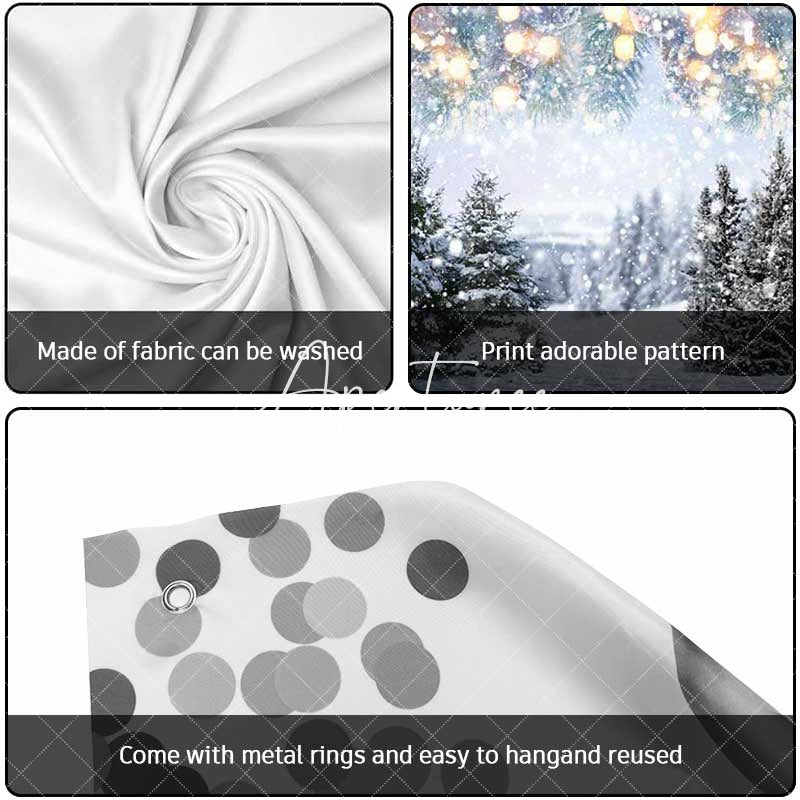 Aperturee - Aperturee Heavy Snowy Bokeh Light Trees Garage Door Banner