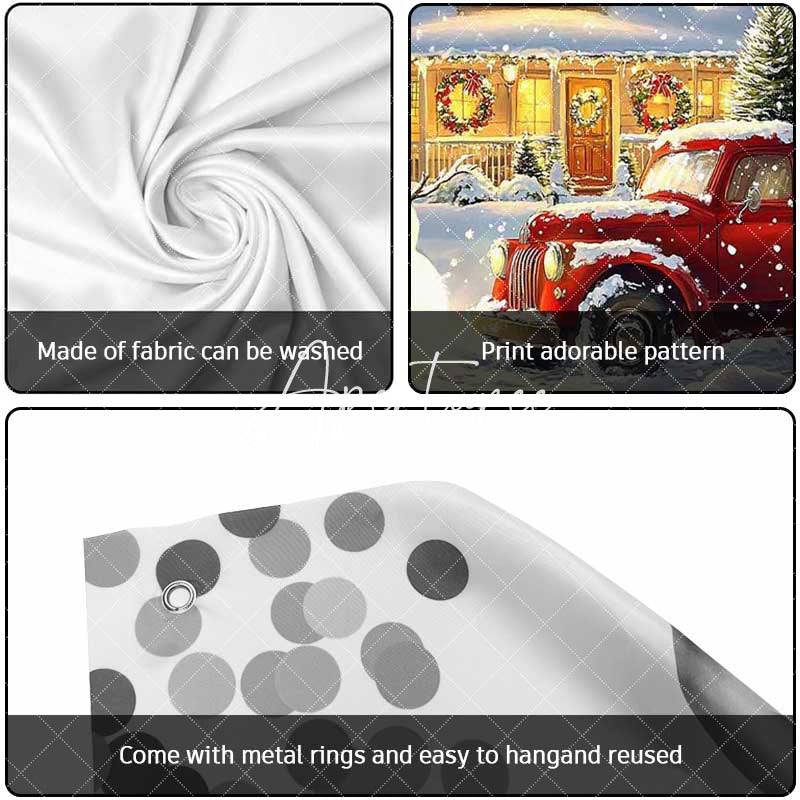 Aperturee - Aperturee Heavy Snowy Snowman Red Truck Garage Door Banner