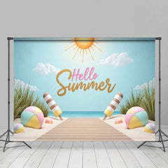 Aperturee - Aperturee Hello Summer Sandy Beach Cake Smash Photo Backdrop