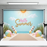 Aperturee - Aperturee Hello Summer Sandy Beach Cake Smash Photo Backdrop