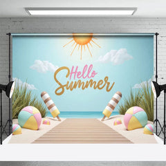 Aperturee - Aperturee Hello Summer Sandy Beach Cake Smash Photo Backdrop