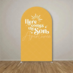 Aperturee - Aperturee Here Comes The Son Arch Backdrop Boho Sun Terracotta Background for Baby Shower