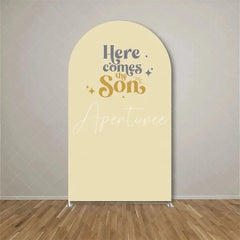 Aperturee - Aperturee Here Comes The Son Arch Backdrop Boho Sun Terracotta Background for Baby Shower