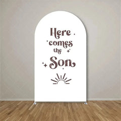 Aperturee - Aperturee Here Comes The Son Arch Backdrop Boho Sun Terracotta Background for Baby Shower