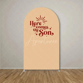 Aperturee - Aperturee Here Comes The Son Arch Backdrop Boho Sun Terracotta Background for Baby Shower