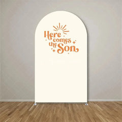 Aperturee - Aperturee Here Comes The Son Arch Backdrop Boho Sun Terracotta Background for Baby Shower
