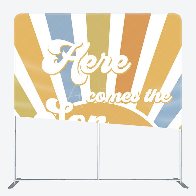 Aperturee - Aperturee Here Comes The Son Baby Shower Pillow Case Backdrop
