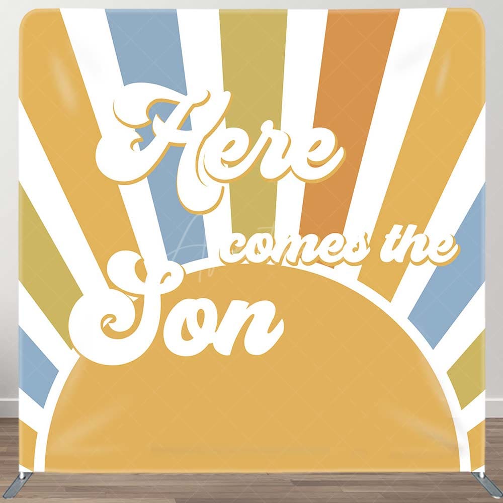 Aperturee - Aperturee Here Comes The Son Baby Shower Pillow Case Backdrop
