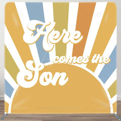 Aperturee - Aperturee Here Comes The Son Baby Shower Pillow Case Backdrop