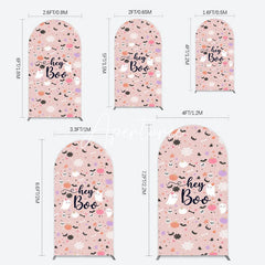 Aperturee - Aperturee Hey Boo Halloween Pink Baby Shower Arch Backdrop