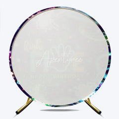 Aperturee - Aperturee High Five Happy Birthday Round Backdrop Neon Glow Party 5th Birthday Paint Splatter Photo Booth Props