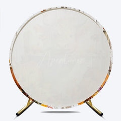 Aperturee Aperturee Highland Cow in a Tub Round Backdrop Autumn Farm with Jack O’ Lanterns Rustic Fall Thanksgiving Photo Prop