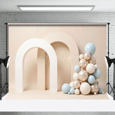 Aperturee - Aperturee Hint Of Blue Arch Balloons Wedding Photo Backdrop