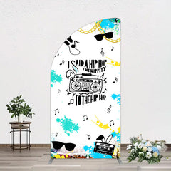 Aperturee - Aperturee Hip Hop Sunglasses Note Gold Necklace Half Moon Arch Backdrop