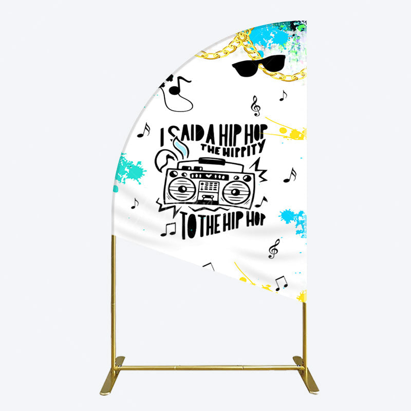 Aperturee - Aperturee Hip Hop Sunglasses Note Gold Necklace Half Moon Arch Backdrop