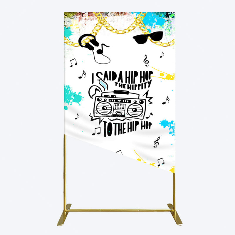 Aperturee - Aperturee Hip Hop Sunglasses Note Gold Necklace Rectangle Backdrop
