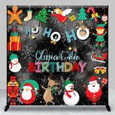 Aperturee - Aperturee Hohoho Christmas Snowy Custom Name Birthday Backdrop