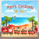 Aperturee - Aperturee Holiday Island Beach Xmas In July Pillow Cover Backdrop