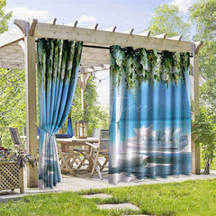 Aperturee - Aperturee Holiday Villa Waterproof Printed Outdoor Curtains
