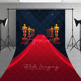 Aperturee - Aperturee Hollywood Movie Night Sweep Photo Backdrop Red Carpet Golden Statue Awards Background VIP Ceremony Floor Prop