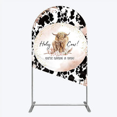 Aperturee - Aperturee Holy Cow We’re Having a Baby Arch Backdrop Boho Highland Cow Theme Pampas Grass Baby Shower Party Decor