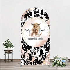 Aperturee - Aperturee Holy Cow We’re Having a Baby Arch Backdrop Boho Highland Cow Theme Pampas Grass Baby Shower Party Decor