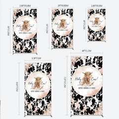 Aperturee - Aperturee Holy Cow We’re Having a Baby Rectangle Backdrop Boho Highland Cow Theme Pampas Grass Baby Shower Party Decor