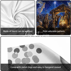 Aperturee - Aperturee Holy Family Nativity Scene Christmas Garage Door Banner with Angels and Wise Men Religious Holiday Decor