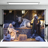Aperturee - Aperturee Holy Night Rural Bullpen Nativity Christmas Backdrop