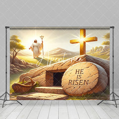 Aperturee - Aperturee Holy Sunlight Plain Cross Jesus Tomb Easter Backdrop