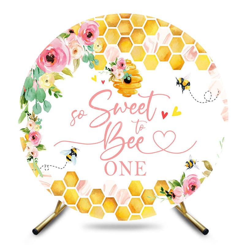 Aperturee - Aperturee Honeycomb Floral So Sweet To Bee One Round Backdrop