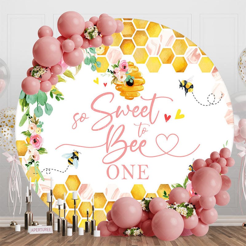 Aperturee - Aperturee Honeycomb Floral So Sweet To Bee One Round Backdrop
