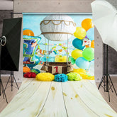 Aperturee - Aperturee Hot Air Balloon Birthday Cake Smash Sweep Backdrop
