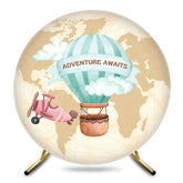 Aperturee - Aperturee Hot Air Balloon Earth Adventure Awaits Round Backdrop