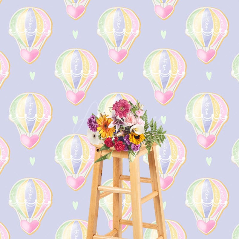 Aperturee - Aperturee Hot Air Balloon Heart Birthday Cake Smash Backdrop