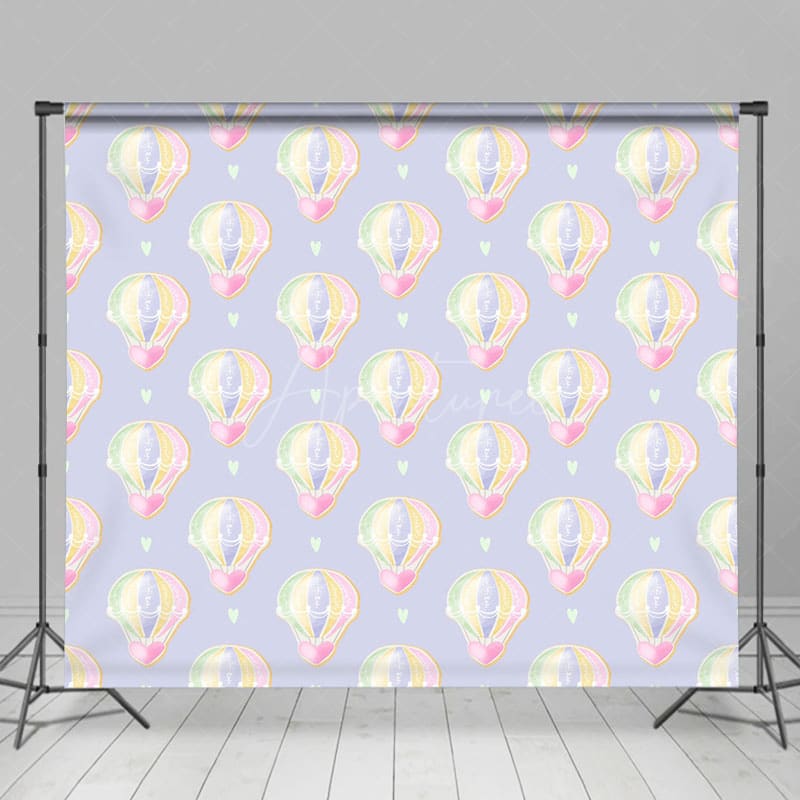Aperturee - Aperturee Hot Air Balloon Heart Birthday Cake Smash Backdrop