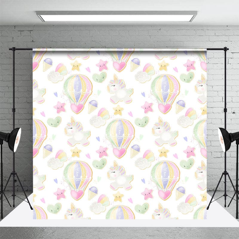 Aperturee - Aperturee Hot Air Balloon Sweet Unicorn Cake Smash Backdrop