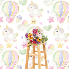 Aperturee - Aperturee Hot Air Balloon Sweet Unicorn Cake Smash Backdrop