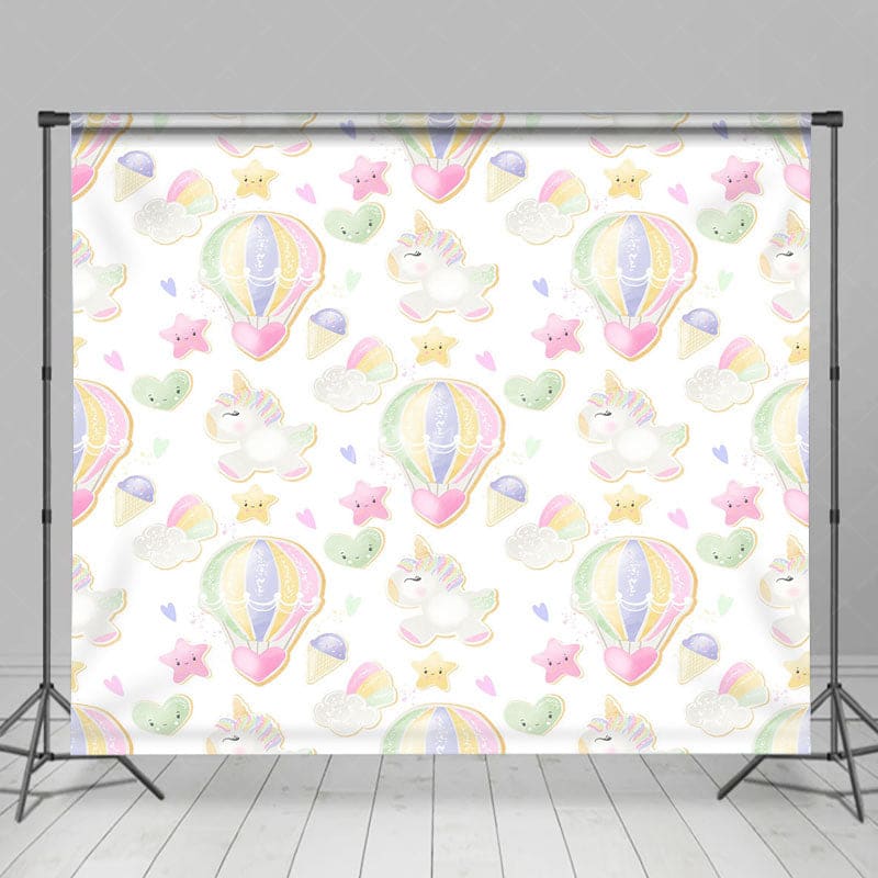 Aperturee - Aperturee Hot Air Balloon Sweet Unicorn Cake Smash Backdrop