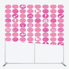 Aperturee - Aperturee Hot Glitter Pink Round Sticker Square Tension Backdrop