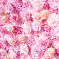 Aperturee - Aperturee Hot Pink Artificial Flower Wall Roll Curtain Decor