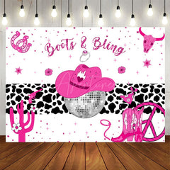 Aperturee - Aperturee Hot Pink Boots And Bling Cowgirl Birthday Backdrop