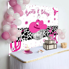 Aperturee - Aperturee Hot Pink Boots And Bling Cowgirl Birthday Backdrop