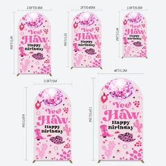 Aperturee - Aperturee Hot Pink Cowgirl Yee Haw Happy Birthday Arch Backdrop