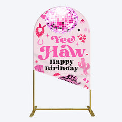 Aperturee - Aperturee Hot Pink Cowgirl Yee Haw Happy Birthday Arch Backdrop