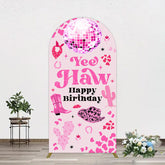 Aperturee - Aperturee Hot Pink Cowgirl Yee Haw Happy Birthday Arch Backdrop