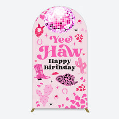 Aperturee - Aperturee Hot Pink Cowgirl Yee Haw Happy Birthday Arch Backdrop