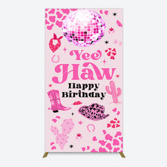 Aperturee - Aperturee Hot Pink Cowgirl Yee Haw Happy Birthday Rectangle Backdrop