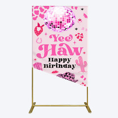 Aperturee - Aperturee Hot Pink Cowgirl Yee Haw Happy Birthday Rectangle Backdrop