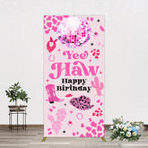Aperturee - Aperturee Hot Pink Cowgirl Yee Haw Happy Birthday Rectangle Backdrop